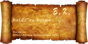 Balázs Kozma névjegykártya